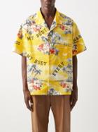 Gucci - Palm-print Cotton Short-sleeved Shirt - Mens - Yellow Multi