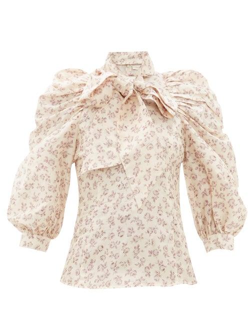 Matchesfashion.com Zimmermann - Sabotage Floral Print Silk Blouse - Womens - Cream Print