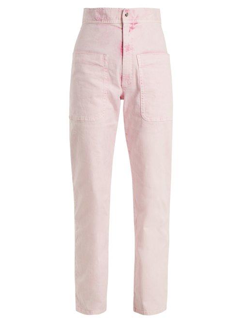 Matchesfashion.com Isabel Marant Toile - Lana High Rise Straight Leg Trousers - Womens - Light Pink