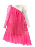 Matchesfashion.com Matty Bovan - Emma Asymmetric Puff-sleeve Organza Dress - Womens - Pink