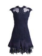 Jonathan Simkhai Mesh-insert Fluted-hem Lace Dress
