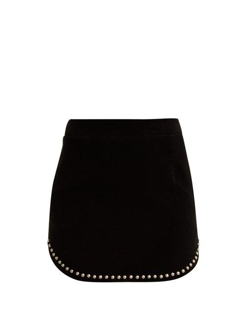 Matchesfashion.com Saint Laurent - Studded Cotton Corduroy Mini Skirt - Womens - Black