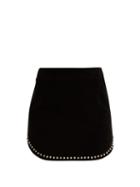 Matchesfashion.com Saint Laurent - Studded Cotton Corduroy Mini Skirt - Womens - Black