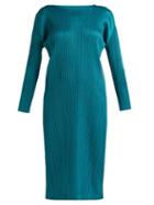 Matchesfashion.com Pleats Please Issey Miyake - Pleated Midi Dress - Womens - Dark Green