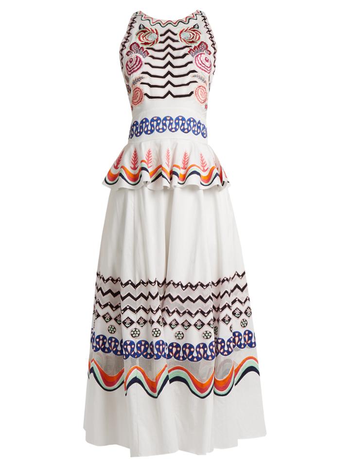 Temperley London Spellbound Geometric-embroidered Cotton Dress