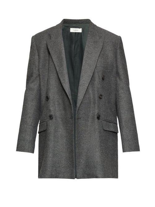 Matchesfashion.com Isabel Marant Toile - Eagen Checked Double-breasted Blazer - Womens - Dark Grey