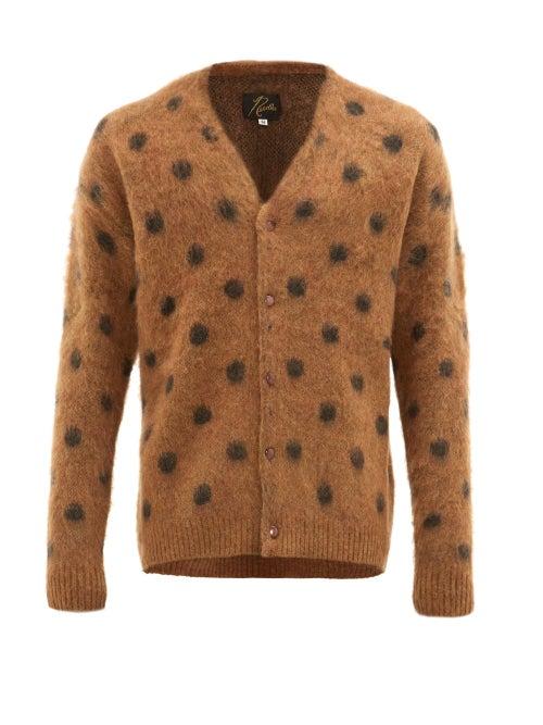 Matchesfashion.com Needles - Polka Dot Mohair Blend Cardigan - Mens - Brown