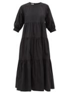 Co - Tiered Cotton-blend Dress - Womens - Black