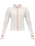 Matchesfashion.com Isabel Marant Toile - Rosie Broderie-anglaise Crepe Blouse - Womens - Red White