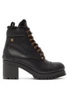Matchesfashion.com Miu Miu - Shearling Lined Leather Ankle Boots - Womens - Black