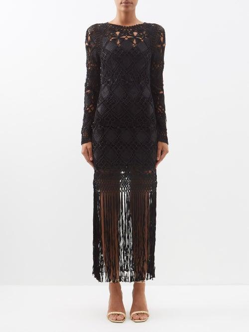 Zimmermann - Kaleidoscope Fringe-trim Macram Dress - Womens - Black