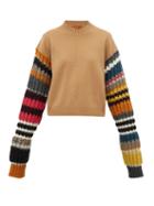 Matchesfashion.com Colville - Striped Sleeve Wool Blend Sweater - Womens - Brown Multi