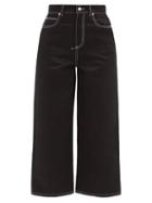 Matchesfashion.com Alexander Mcqueen - Topstitched High-rise Cropped Wide-leg Jeans - Womens - Black