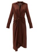 Matchesfashion.com Dodo Bar Or - Lorenne V-neck Jersey Dress - Womens - Dark Brown