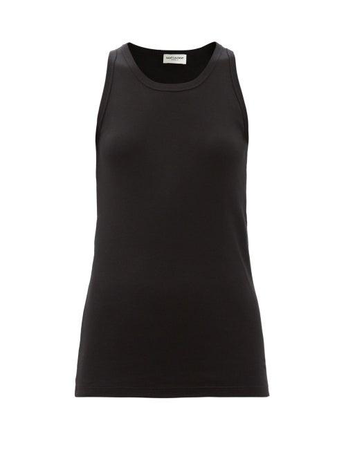 Ladies Rtw Saint Laurent - Cotton-jersey Tank Top - Womens - Black