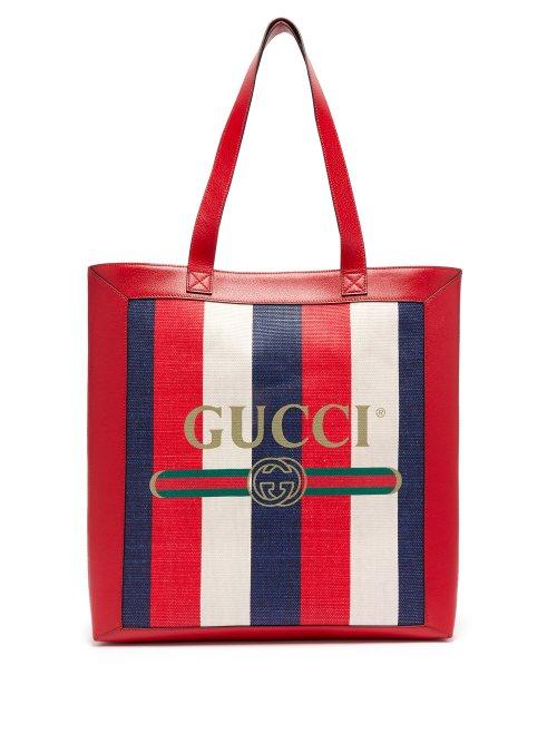 Matchesfashion.com Gucci - Striped Large Tote Bag - Mens - Navy Multi