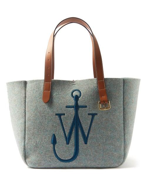 Jw Anderson - Belt Logo-embroidered Felt Tote Bag - Womens - Grey