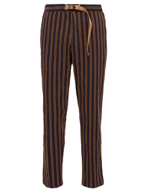 Matchesfashion.com White Sand - Mid Rise Striped Cotton Trousers - Mens - Navy Gold