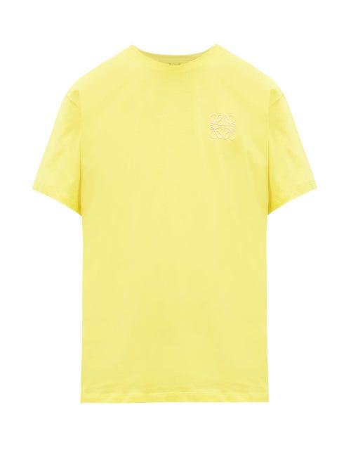 Matchesfashion.com Loewe - Anagram Embroidered Cotton Jersey T Shirt - Mens - Yellow