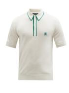 Amiri - M.a Logo-intarsia Cashmere-blend Polo Shirt - Mens - White