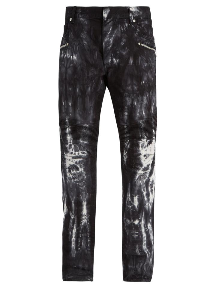 Balmain Tie-dye Effect Skinny Biker Jeans