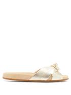 Matchesfashion.com Charlotte Olympia - Knotted Metallic-leather Slides - Womens - Gold