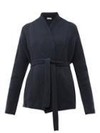 Matchesfashion.com Brunello Cucinelli - Belted Cashmere Cardigan - Womens - Dark Blue