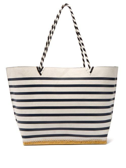 Matchesfashion.com Altuzarra - Espadrille Striped Suede Tote Bag - Womens - Navy White