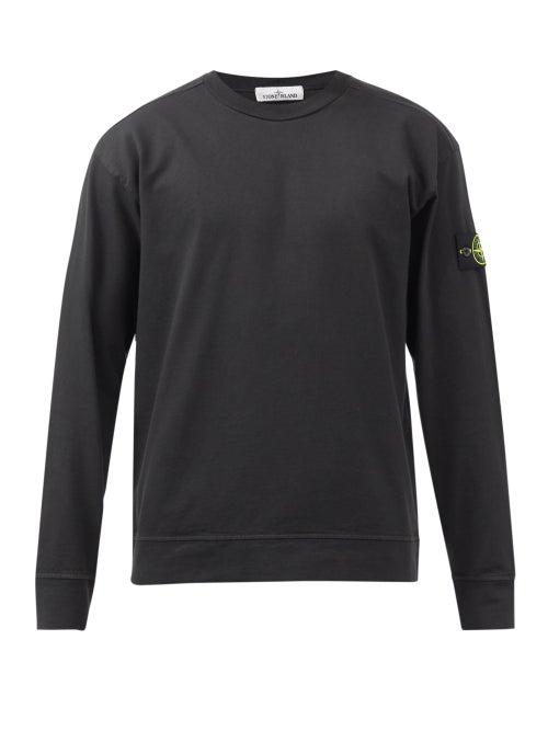 Stone Island - Logo-patch Cotton-jersey Sweatshirt - Mens - Black