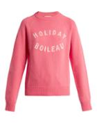 Matchesfashion.com Holiday Boileau - Logo Intarsia Wool Sweater - Womens - Pink