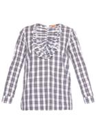 No. 21 Ruffle-trimmed Checked Cotton Top