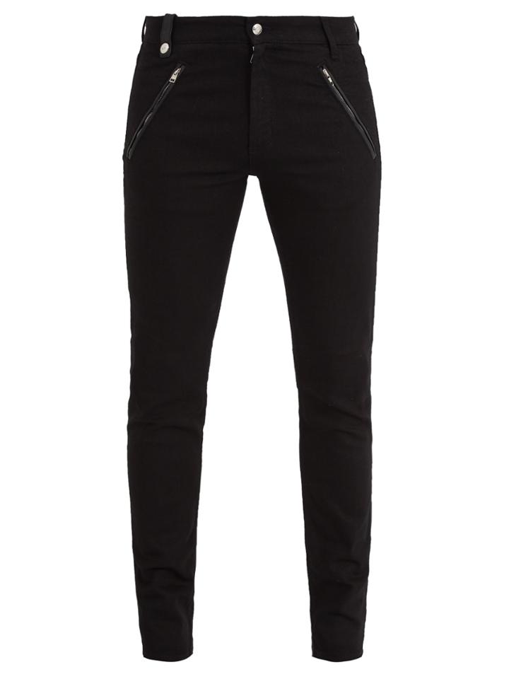 Alexander Mcqueen Leather-trimmed Skinny Jeans