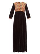 Matchesfashion.com Muzungu Sisters - Touba Floral Print Satin And Velvet Dress - Womens - Black Multi