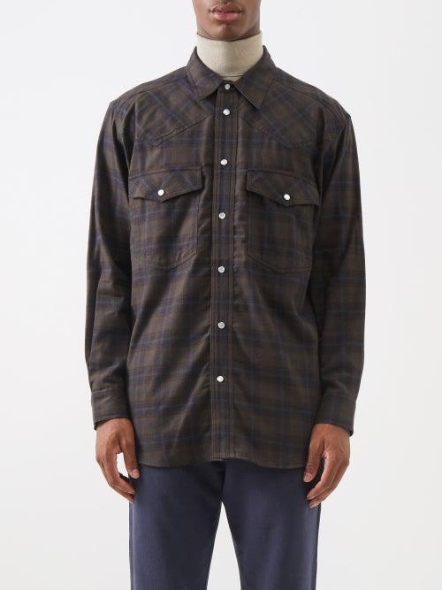 Isabel Marant - Manem Brushed Check-cotton Flannel Shirt - Mens - Khaki Multi