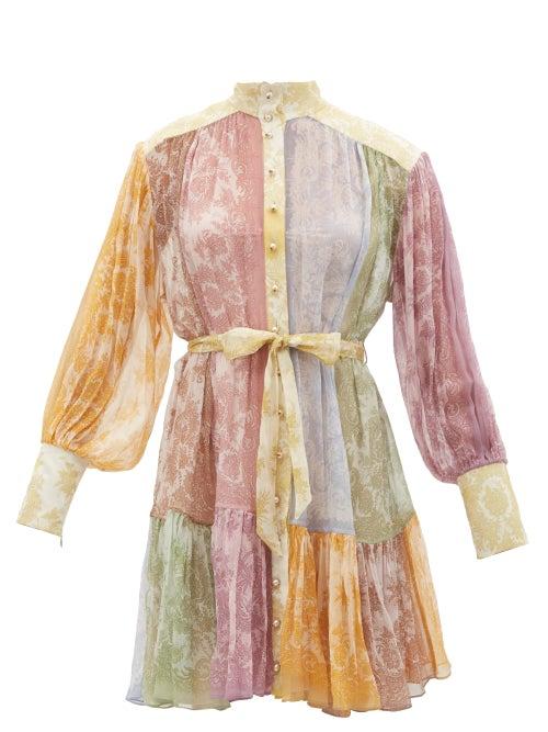 Zimmermann - Dancer Belted Patchwork Voile Mini Dress - Womens - Multi