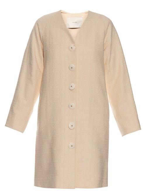Matchesfashion.com Adam Lippes - Single Breasted Cotton Coat - Womens - Beige