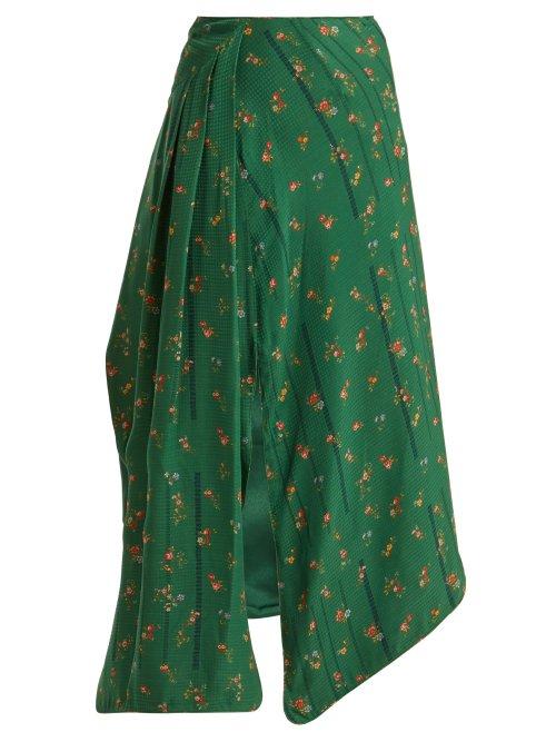 Matchesfashion.com Preen By Thornton Bregazzi - Matilda Floral Print Silk Skirt - Womens - Green Multi