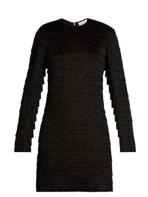 Matchesfashion.com Raey - Long Sleeved Fringed Dress - Womens - Black