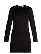 Matchesfashion.com Raey - Long Sleeved Fringed Dress - Womens - Black