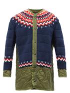 Junya Watanabe - Fair Isle Wool-panelled Quilted-nylon Coat - Womens - Khaki Multi