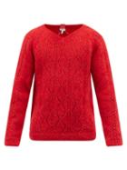 Loewe - Latticed Mohair-blend Sweater - Mens - Red