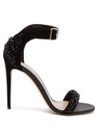 Matchesfashion.com Alexander Mcqueen - Crystal Embellished Suede Sandals - Womens - Black