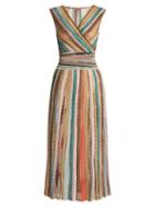Matchesfashion.com Missoni - Metallic Striped V Neck Knitted Dress - Womens - White Multi