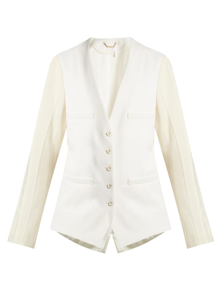 Chloé Collarless Wool-blend Single-breasted Jacket