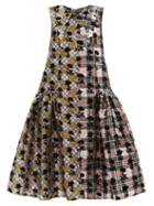 Matchesfashion.com Chopova Lowena - Floral-flocked Check Taffeta Midi Dress - Womens - Multi