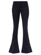 Ladies Rtw Balmain - Low-rise Flared Wool-twill Tailored Trousers - Womens - Navy