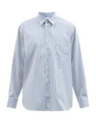 Comme Des Garons Shirt - Forever Striped Cotton-oxford Shirt - Mens - Light Blue
