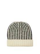 Matchesfashion.com Saint Laurent - Striped Wool Beanie Hat - Mens - Black White