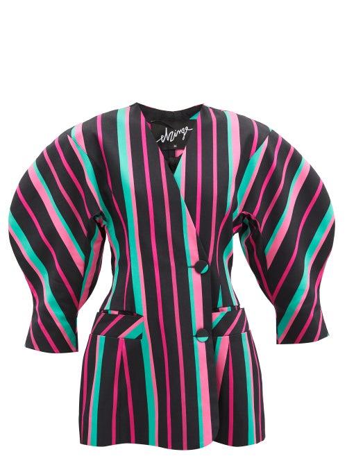 Matchesfashion.com Elzinga - Exaggerated-shoulder Striped Blazer Mini Dress - Womens - Multi