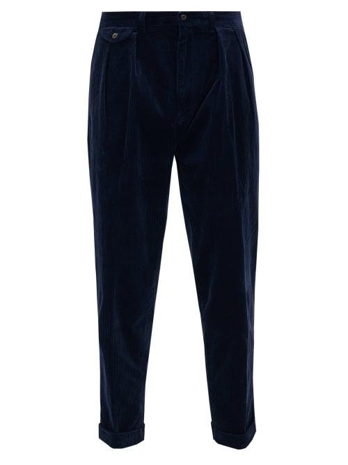 Matchesfashion.com Polo Ralph Lauren - Wide-leg Pleated Cotton-blend Corduroy Trousers - Mens - Navy